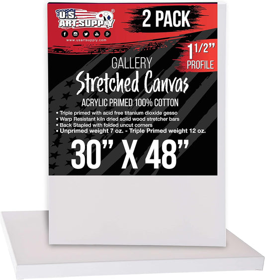 X-Large Stretched Canvas for Painting 30x48 inch - 2-Pack