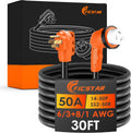50 Amp RV Extension Cord 30 ft - Heavy Duty Twist Lock