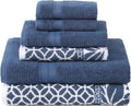 Trefoil Filigree 6-Piece Cotton Towel Set for Modern Elegance