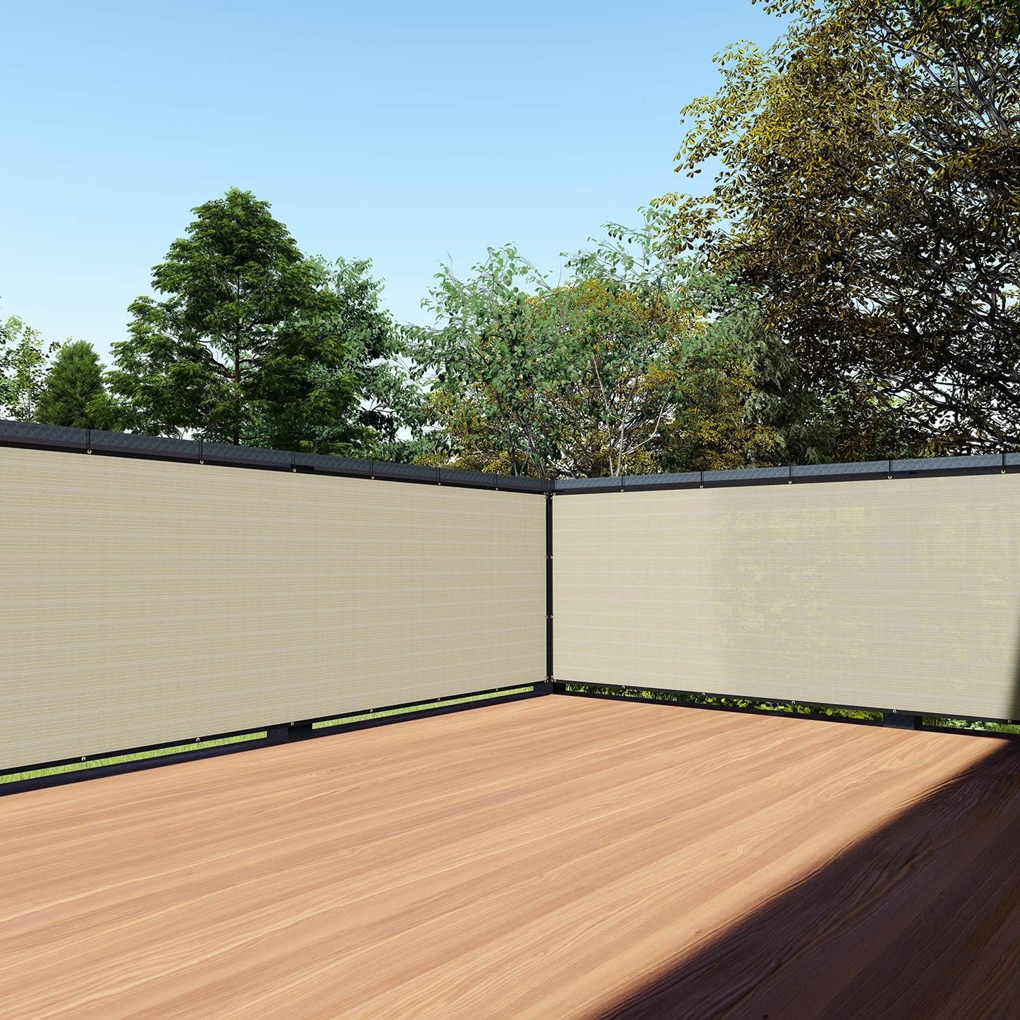 TANG 3ft x 13ft Beige Balcony Privacy Screen for Outdoor Spaces