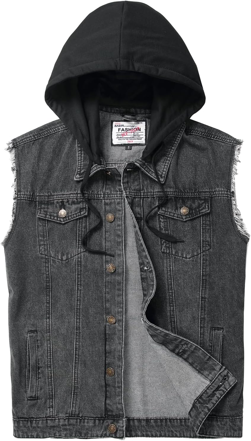 Men's Denim Vest - Ripped Stretchy Distressed Battle Jacket