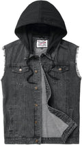 Men's Denim Vest Sleeveless Jean Jacket Ripped Distressed Battle Vest