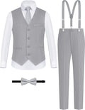 Boys' Formal Suit Vest Set with Suspenders - Complete Dress Ensemble