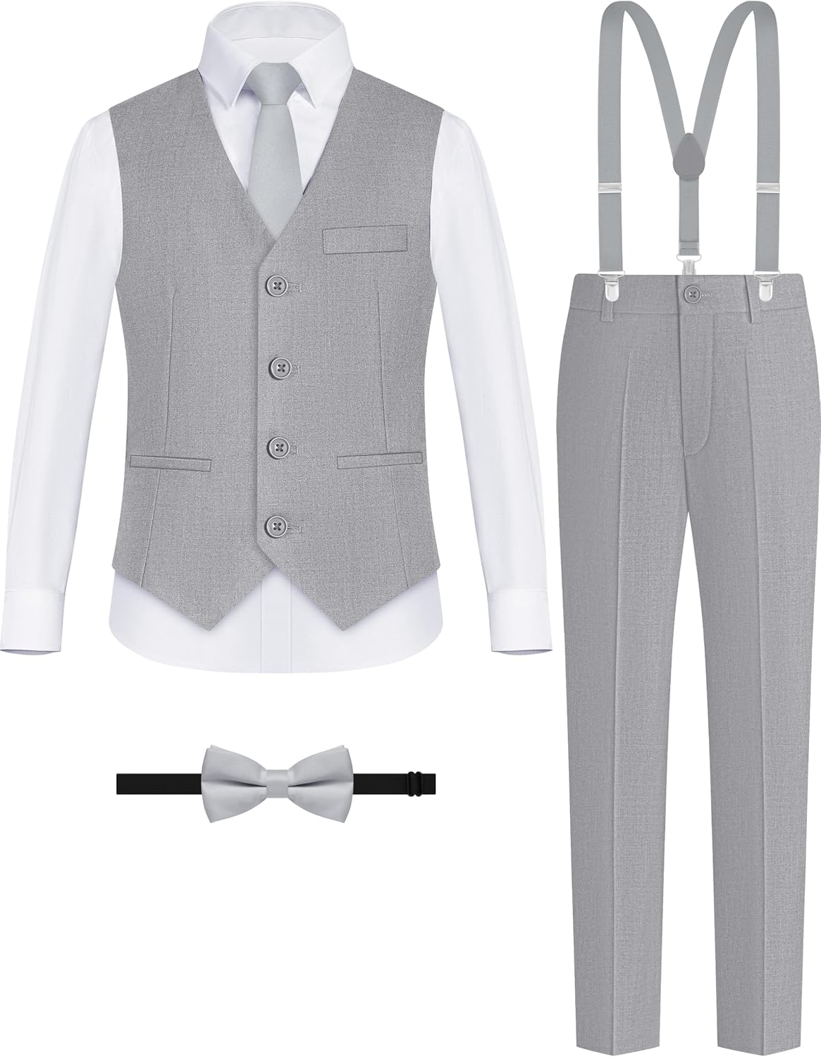 Boys' Formal Suit Vest Set with Suspenders for Stylish Events