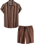 VATPAVE Mens Floral Hawaiian Shirt and Short Set - Lightweight Summer
