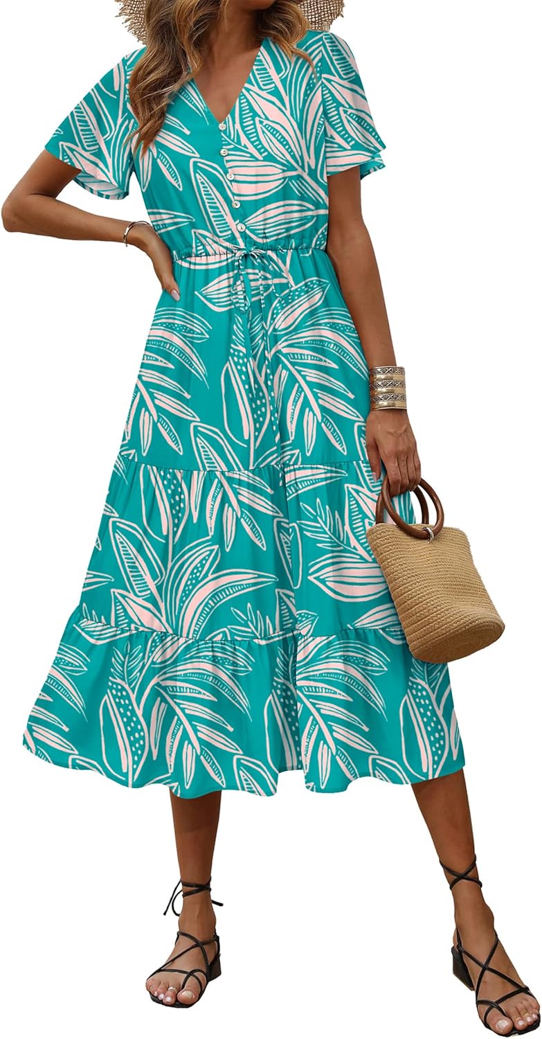 PRETTYGARDEN Summer Floral Dress for Women, Boho Maxi Style