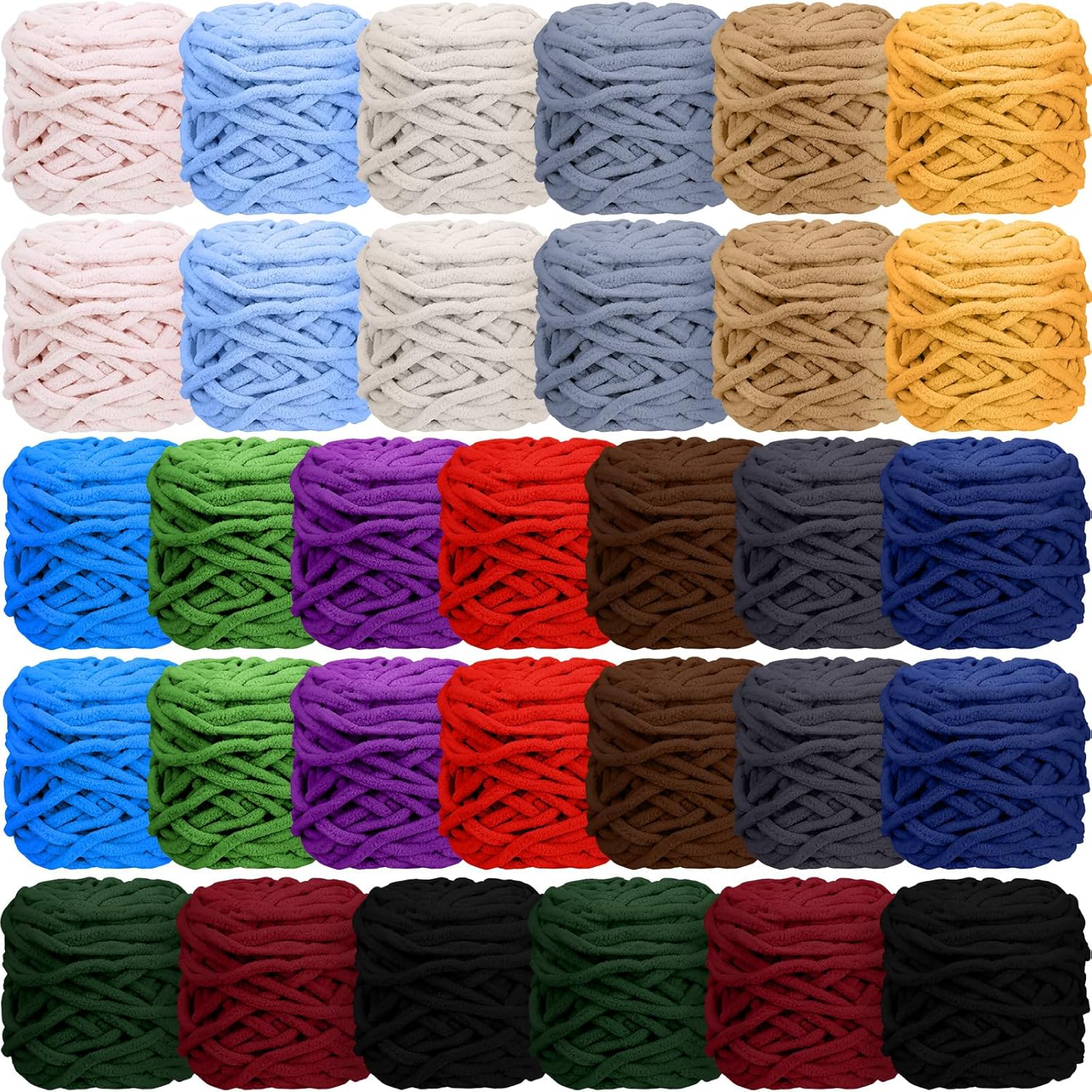 Timgle 32 Skeins Chunky Chenille Yarn for Creative Projects