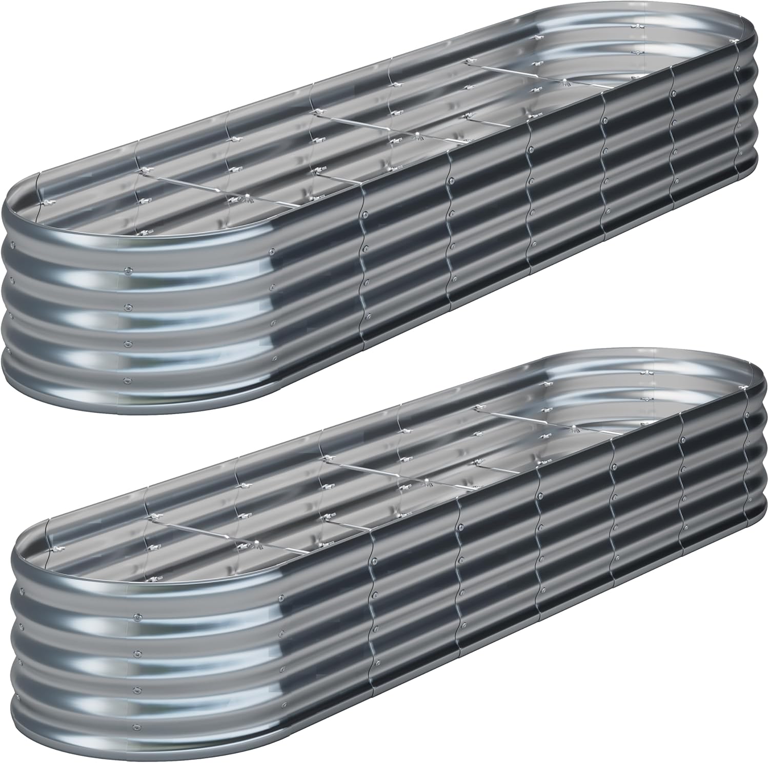 KFN 2PCS Galvanized Raised Garden Bed Kit for Outdoor Planting