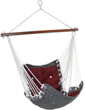 Sunnydaze Victorian Hanging Hammock Chair - Sturdy 300lb Capacity - Red