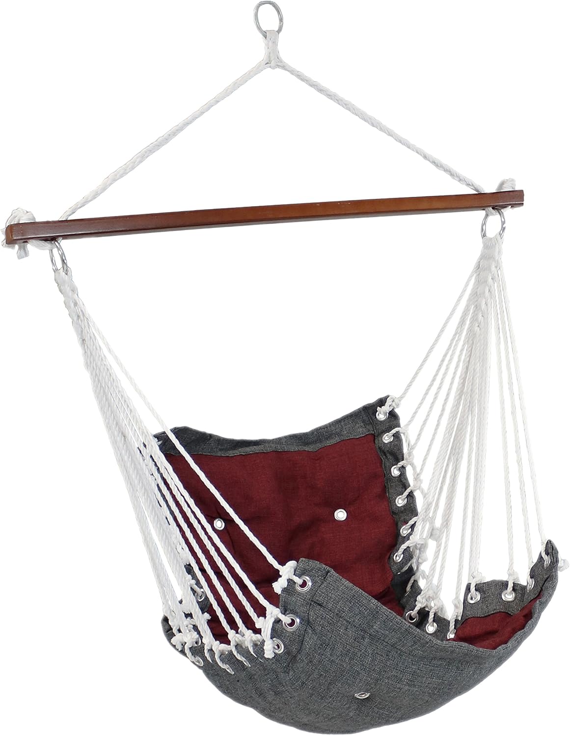 Sunnydaze Victorian Hanging Hammock Chair - Sturdy 300lb Capacity - Red