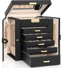 Large 6-Tier Jewelry Box with Lockable Design for Women