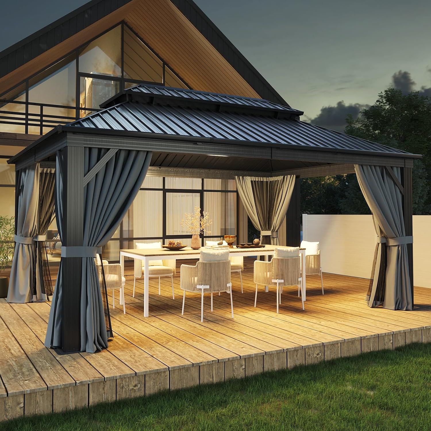 Aoxun 12FT X 16FT Hardtop Gazebo for Outdoor Spaces