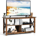 Farmhouse TV Stand for 55 TV, X-Frame Shelves