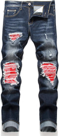 OIIIO Men's Patch Ripped Stretch Regular Fit Jean - Comfortable Made