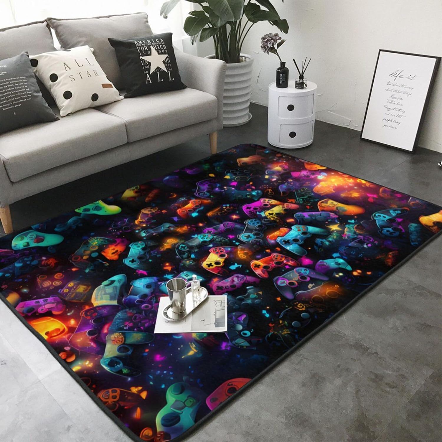 Ultra Soft Washable Gamepad Rug: Colorful Fun for Kids!