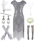Letter Love Womens Vintage Lace Fringed Gatsby Dress with 1920s