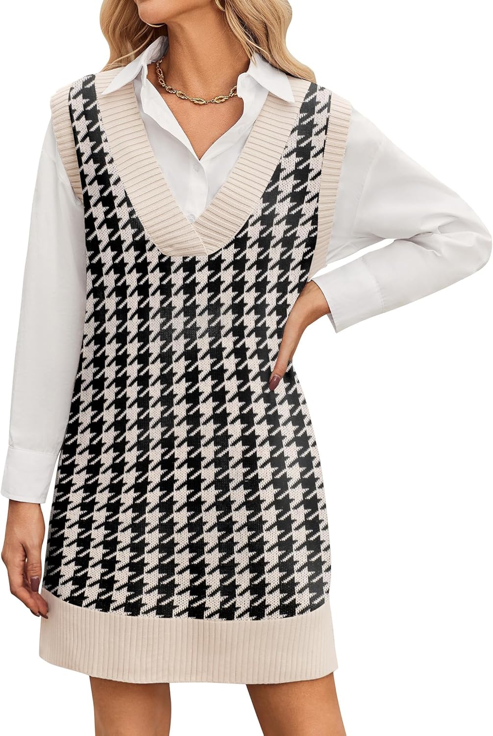 Stylish Oversized Sleeveless Sweater Vest Dress for Women