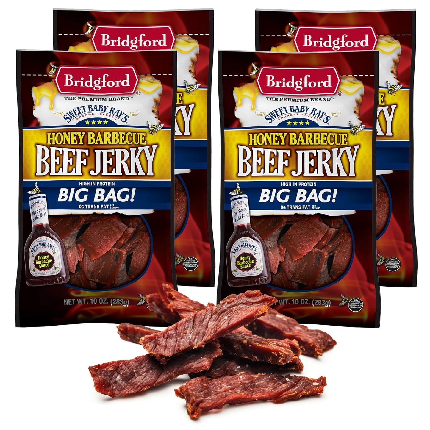 Bridgford Sweet Baby Rays Beef Jerky Honey BBQ - 10 oz Pack