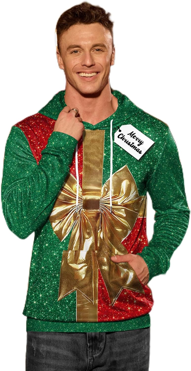 Funny Christmas Hoodies for Men with 3D Printed Graphics