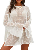 Women's Crochet Sheer Kaftan Beach Dress - Sheer One Piece Coverup
