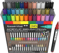 36 Flexible Brush Tip Acrylic Paint Pens Markers Set - Vivid