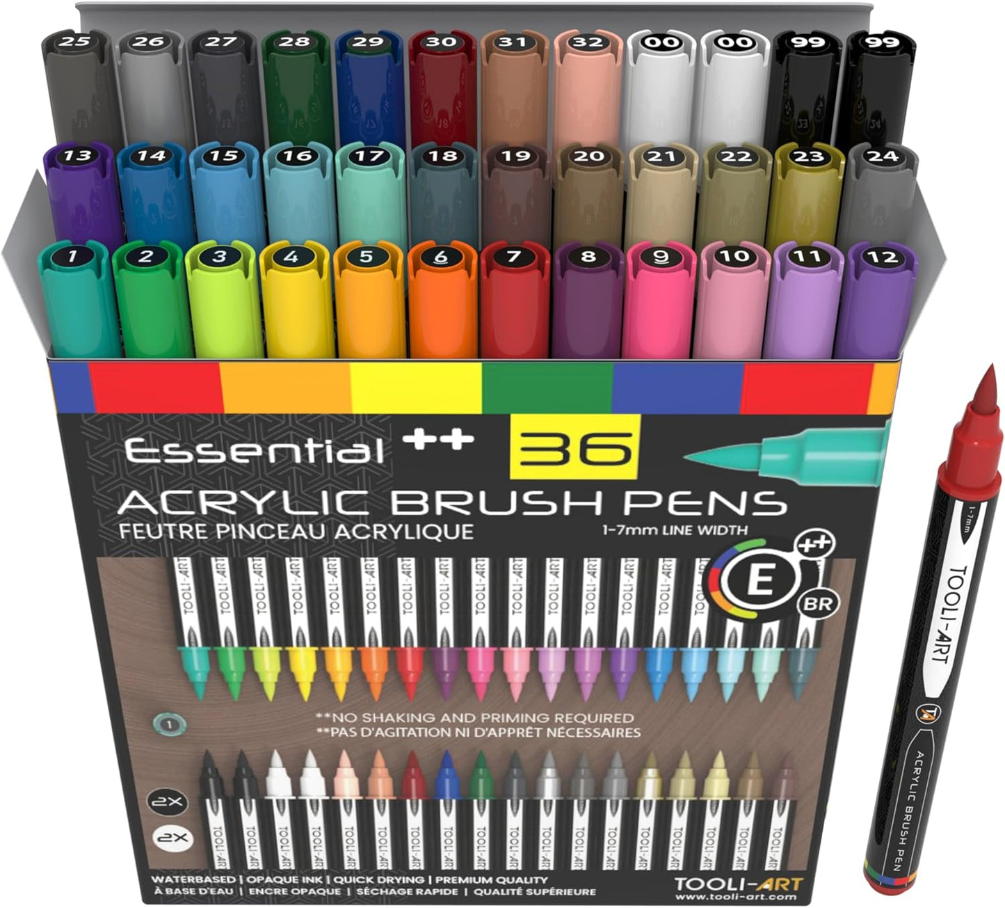 36 Flexible Brush Tip Acrylic Paint Pens for Creative Projects