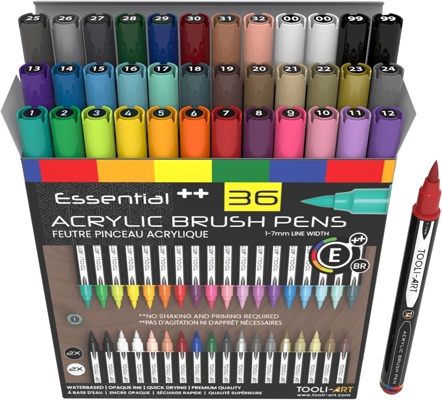 36 Flexible Brush Tip Acrylic Paint Pens for Creative Projects