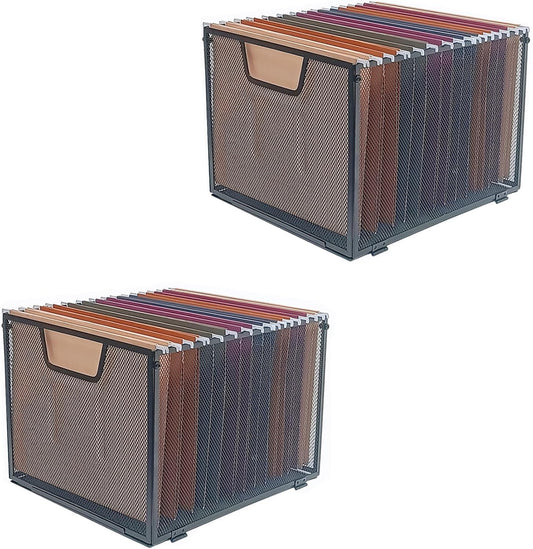 Metal Mesh File Baskets for Organized Office and Home Use