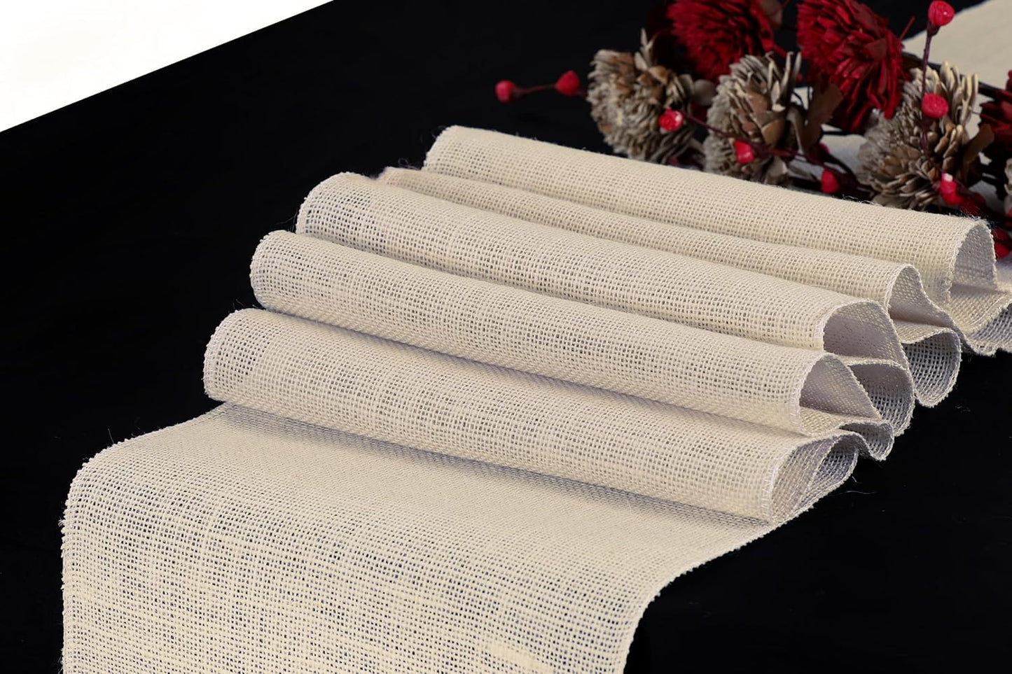 MDS 10 PCS Natural Burlap Table Runners for Rustic Decor