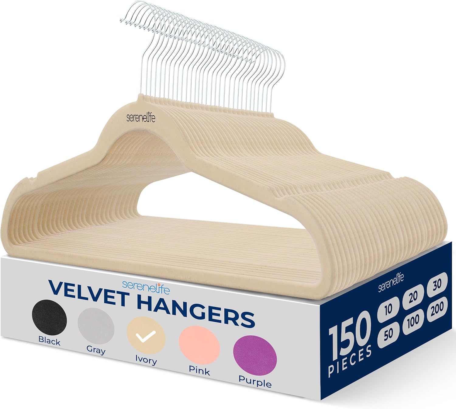 SereneLife Velvet Hangers - Non-Slip, Space-Saving Design