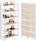 JSB No Assembly Folding Bookshelf, 6 Tier Foldable Storage Shelf