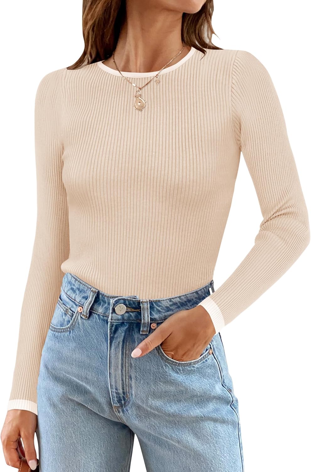 ZESICA Women's Long Sleeve Crewneck Casual Basic Tee Tops