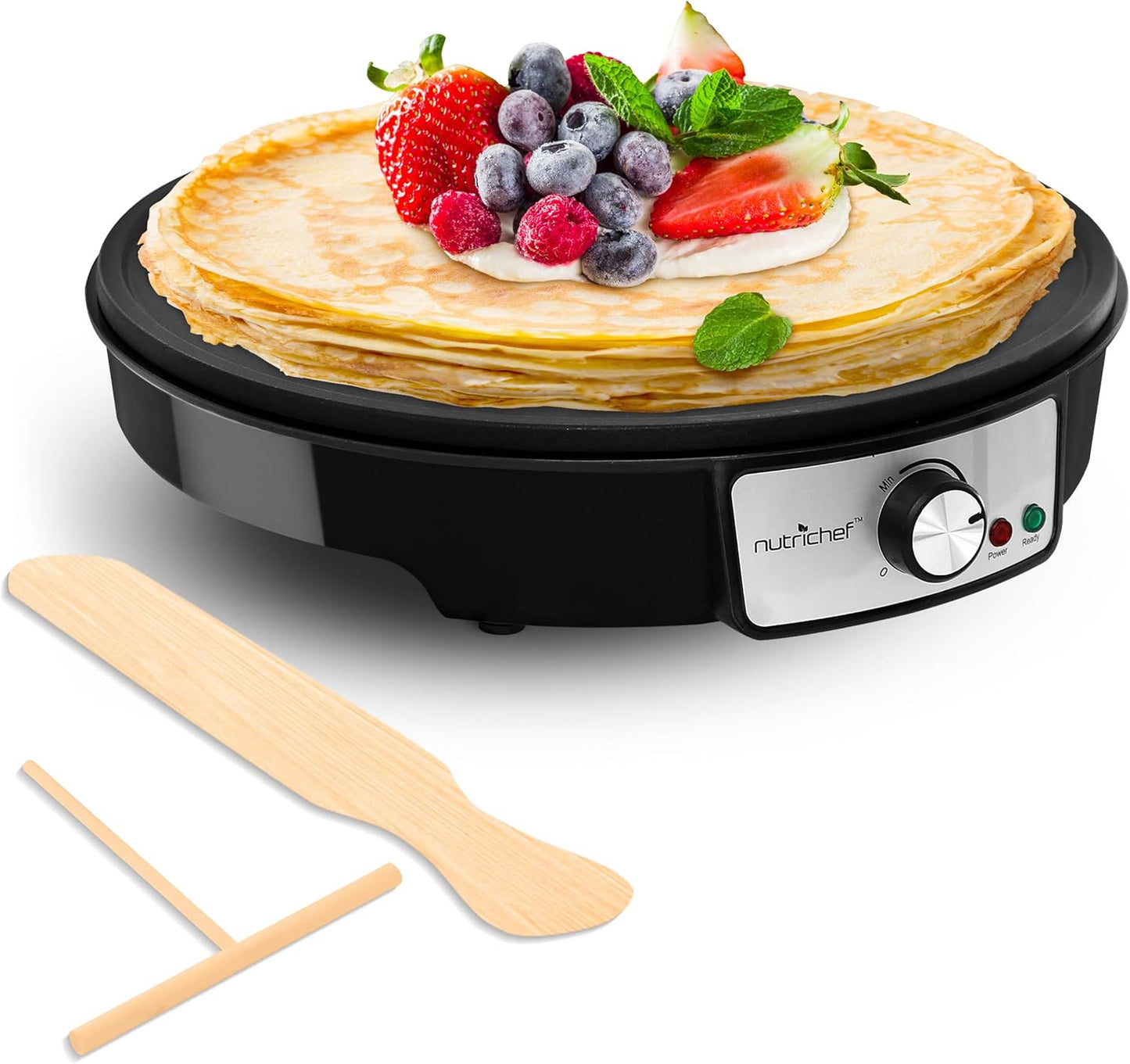 Nutrichef 12 Nonstick Crepe Maker - Adjustable Temp Control