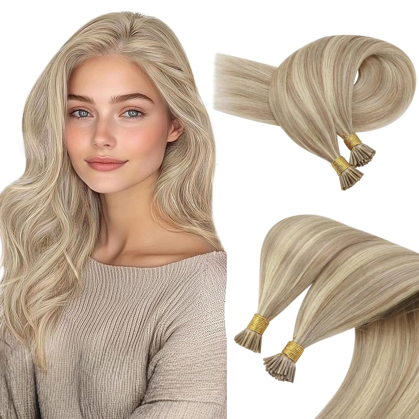 I Tip Hair Extensions Ash Blonde for Instant Length and Volume