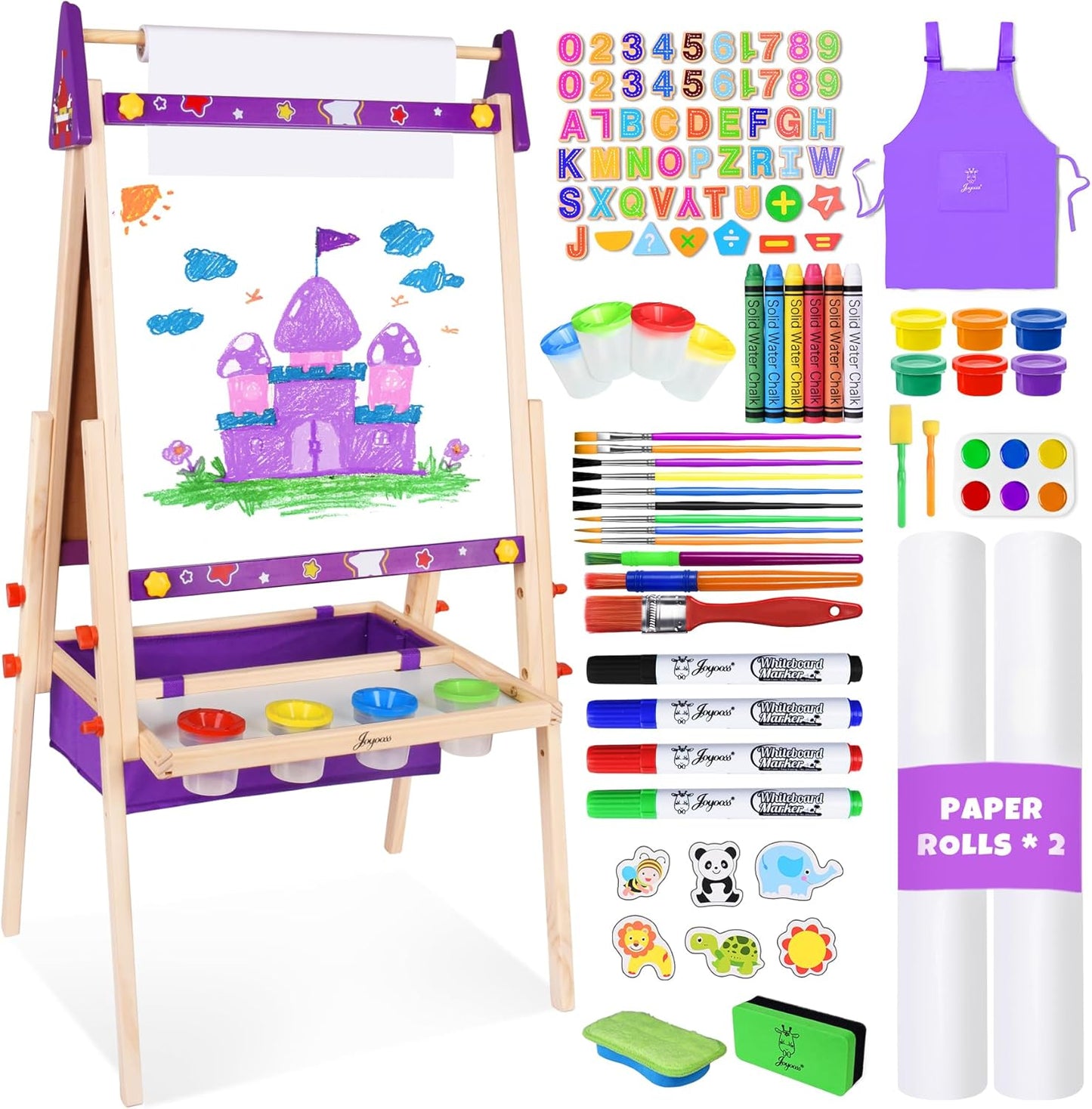 Joyooss Art Easel for Kids - Adjustable Wooden Toddler Easel