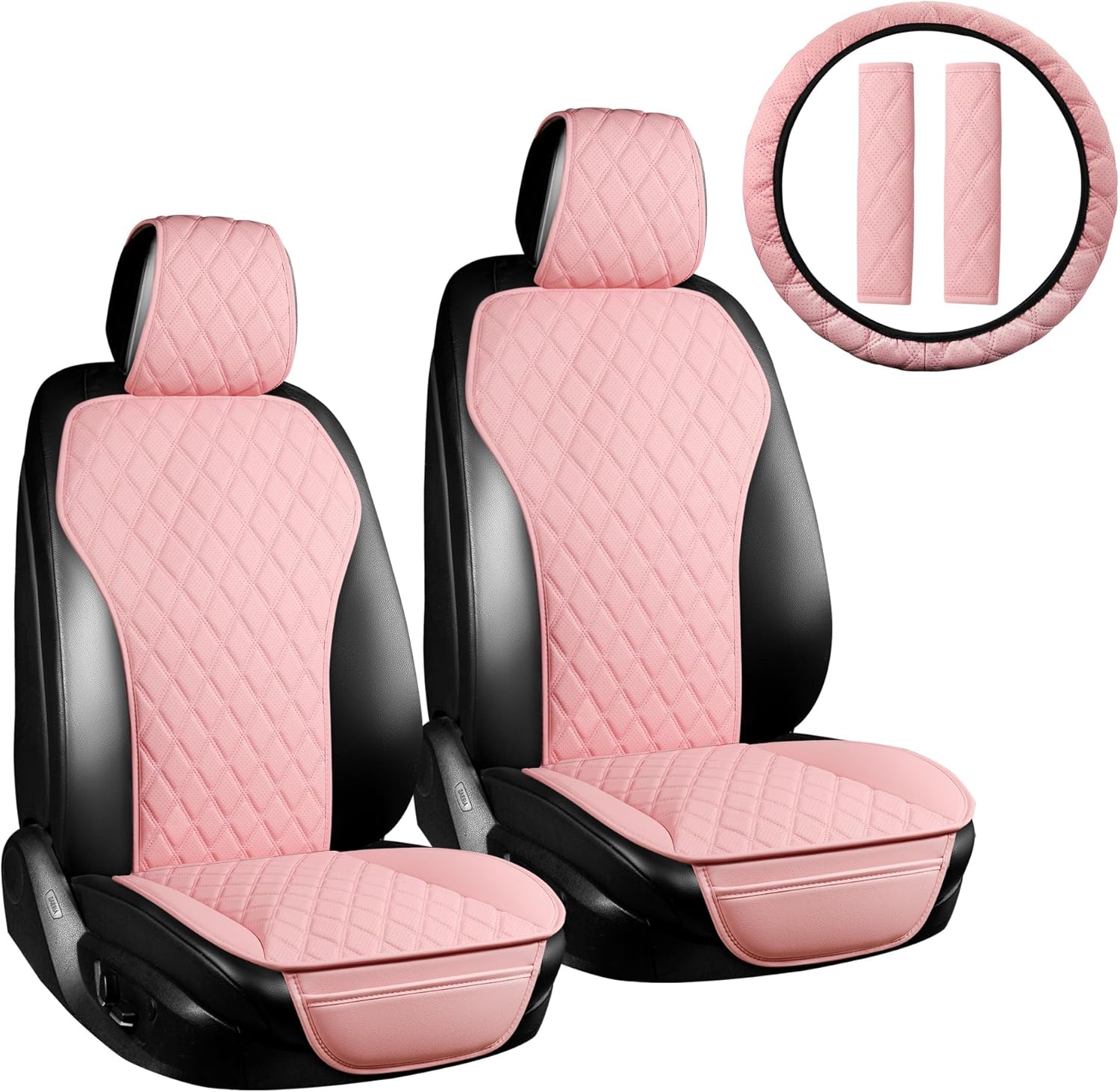 Waterproof Pink Leather Car Seat Covers Set