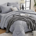 HEVUMYI Light Grey Queen Comforter Set - Soft All-Season 7-Piece