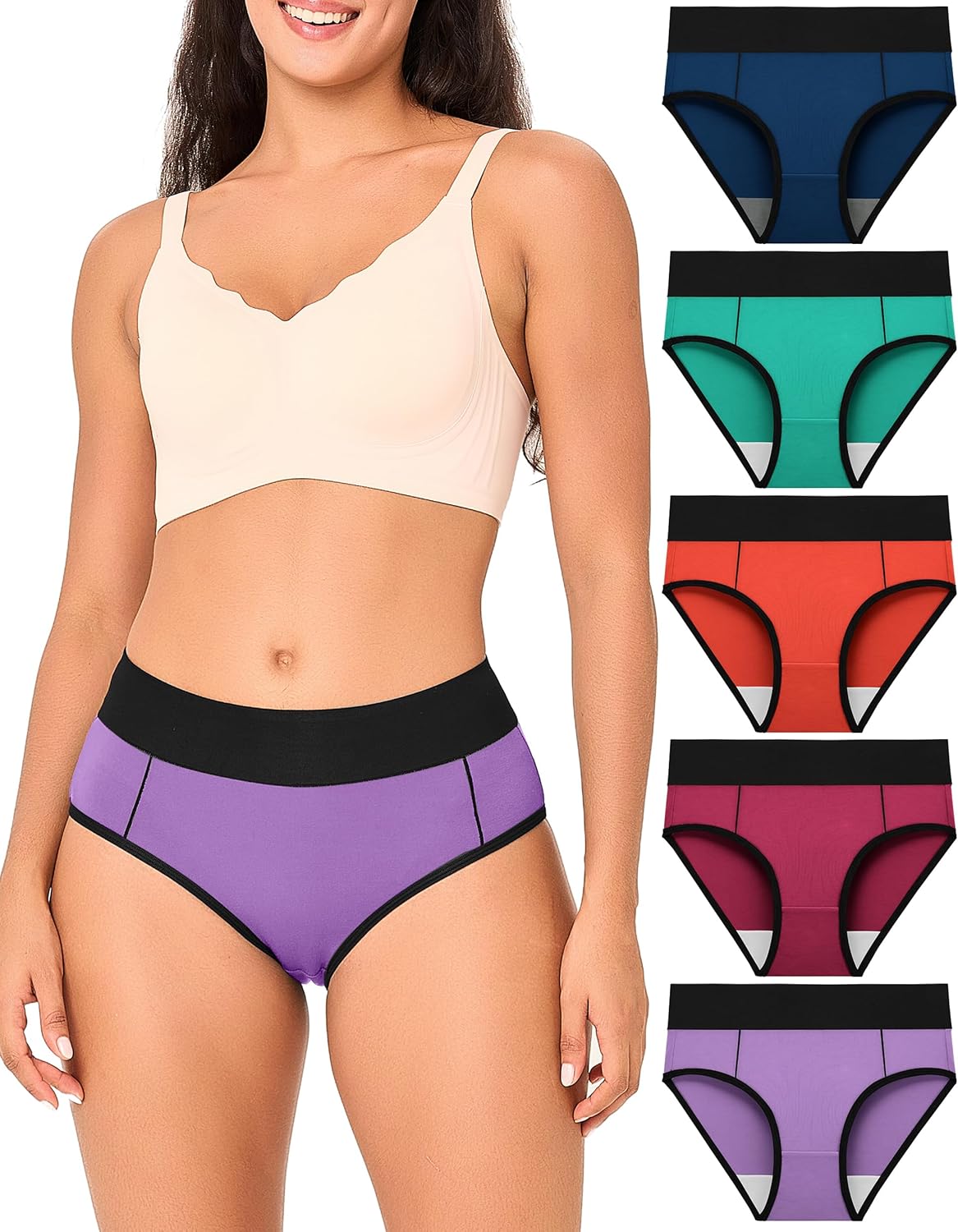 Bamboo Cool Women's High Waisted Briefs for Full Coverage Comfort