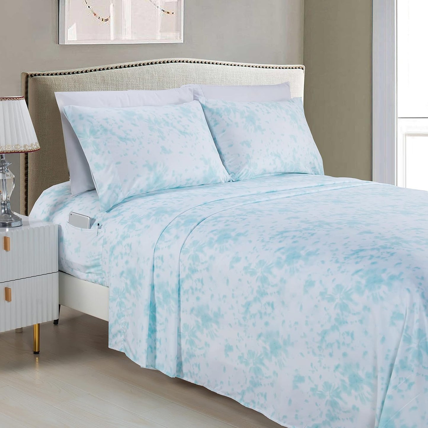 Elegant Comfort Aria Tie-Dye King Sheet Set for Cozy Sleep