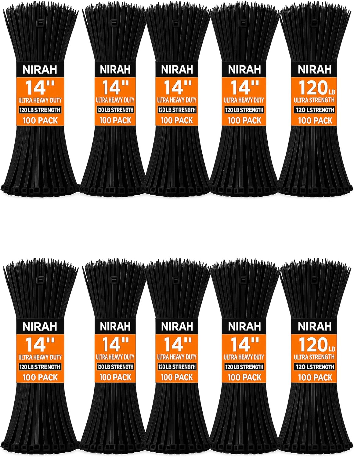 Heavy Duty Zip Ties 14 Inch, 120 lbs Tensile Strength, 1000 Pack