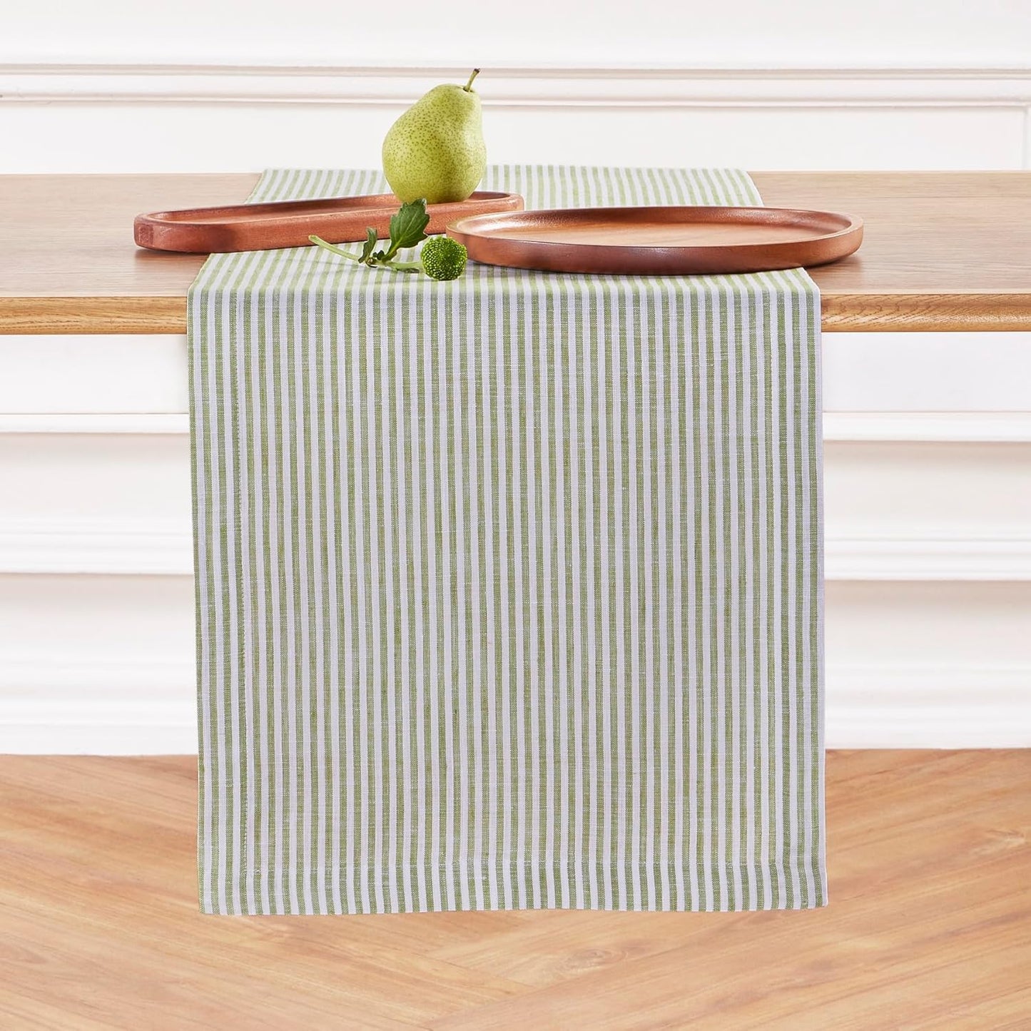 Narrow Stripe 100% Pure Linen Table Runner for Stylish Dining