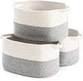 Cotton Rope Woven Storage Basket 3PC Set - Medium Baby & Toy Organizer