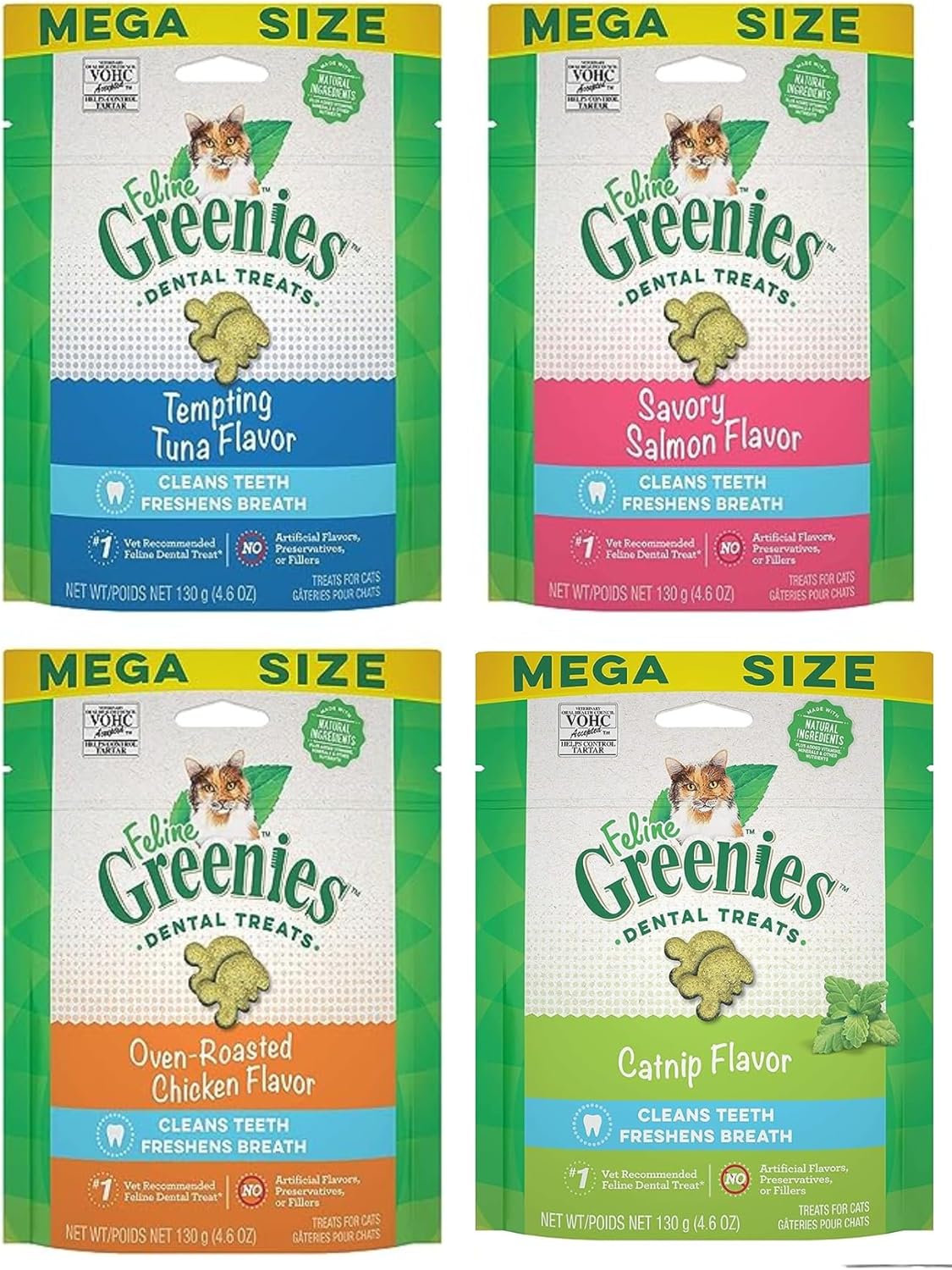 Feline Dental Cat Treat Variety Bundle - 4 Flavors for Cats