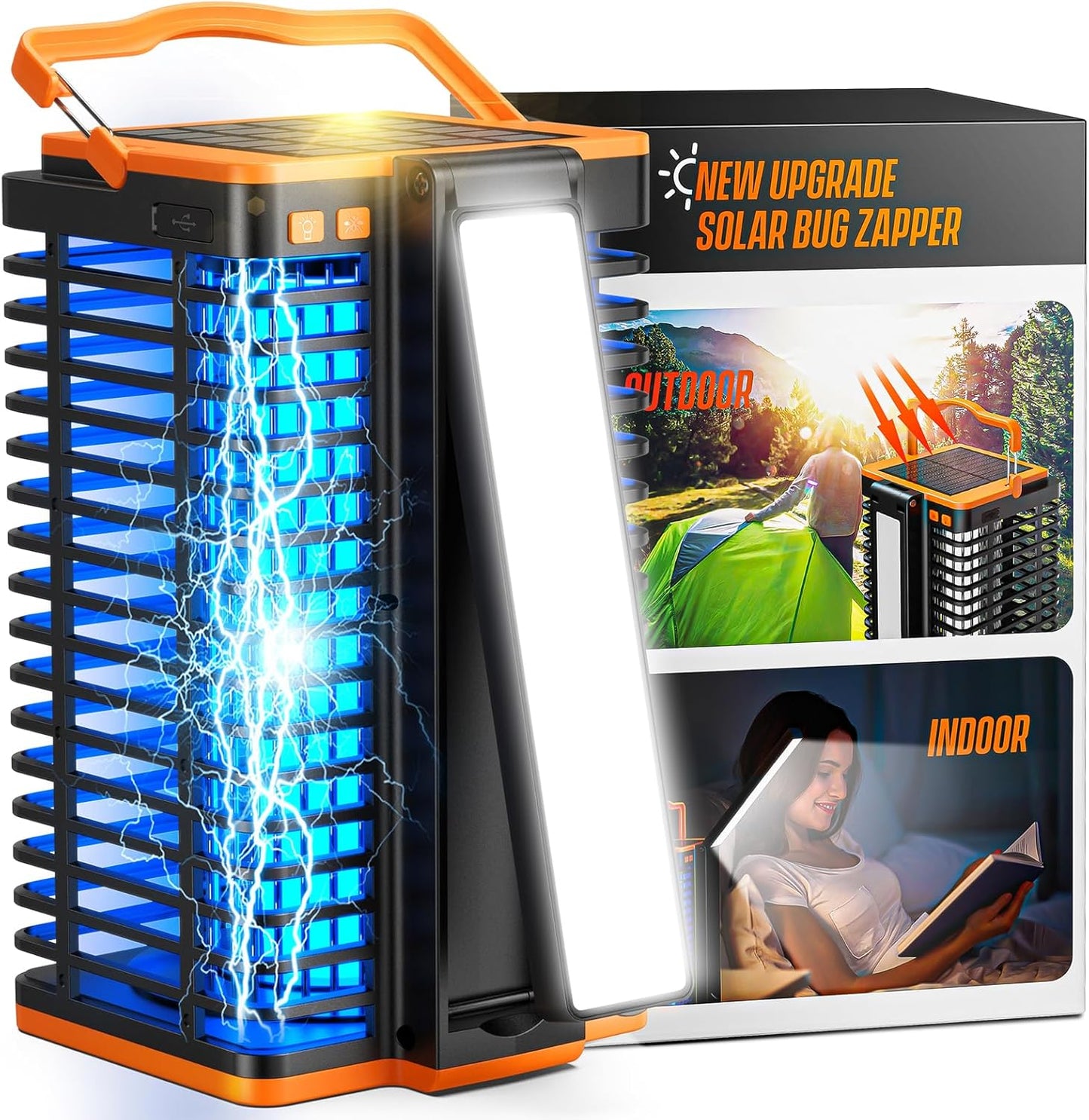 Solar Bug Zapper Outdoor with Reading Lamp for Camping & Patio