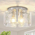 15in Modern Brushed Nickel Semi Flush Mount Ceiling Light - Soft Glare