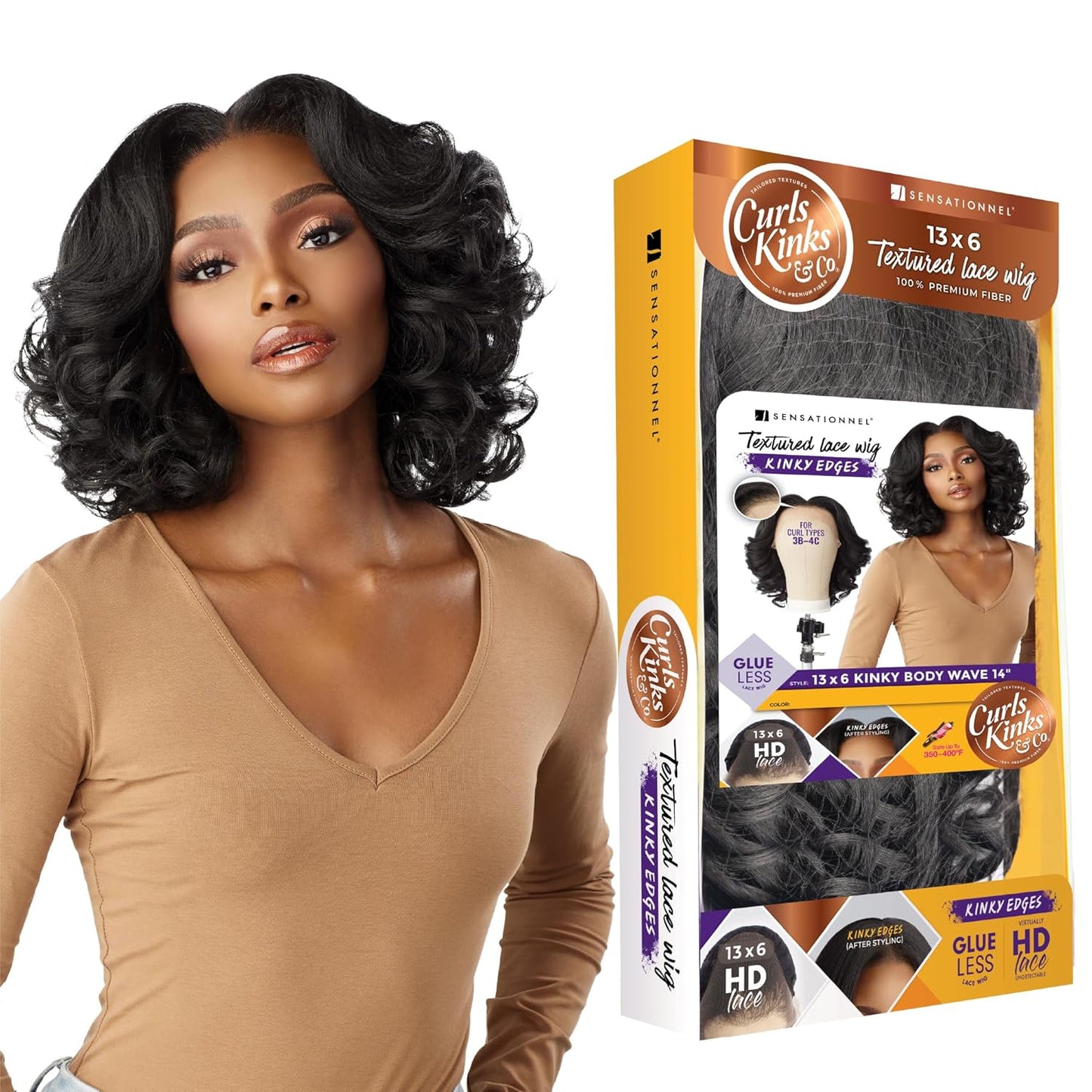 Sensationnel Curls Kinksandco Kinkyedges Wig - 14 Inch Body Wave