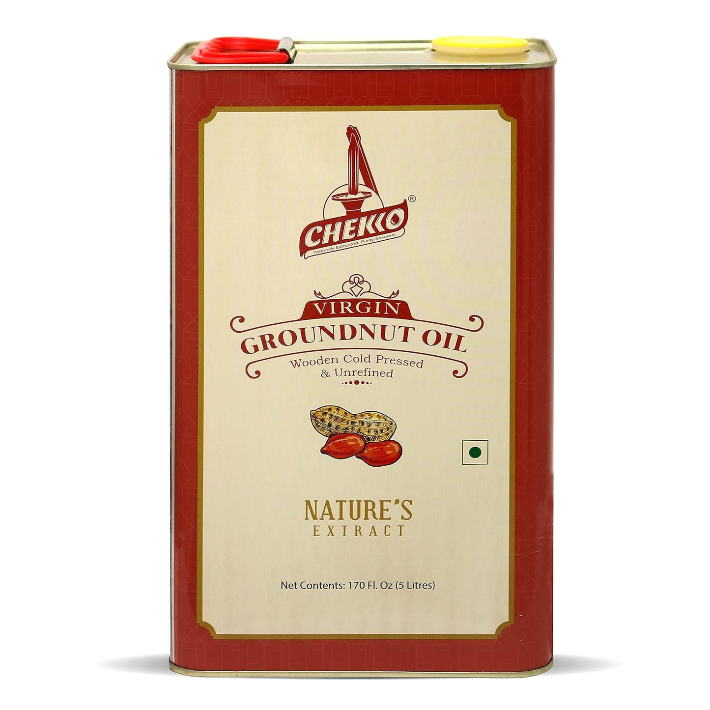 Chekko Cold Pressed Virgin Groundnut Oil - Pure & Natural 5L