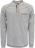 FR Henley Long Sleeve Cotton Work Shirt for Men - Lightweight FR