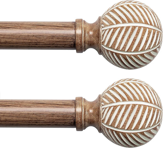 Adjustable Wood Curtain Rods for Windows: 1 Inch Diameter
