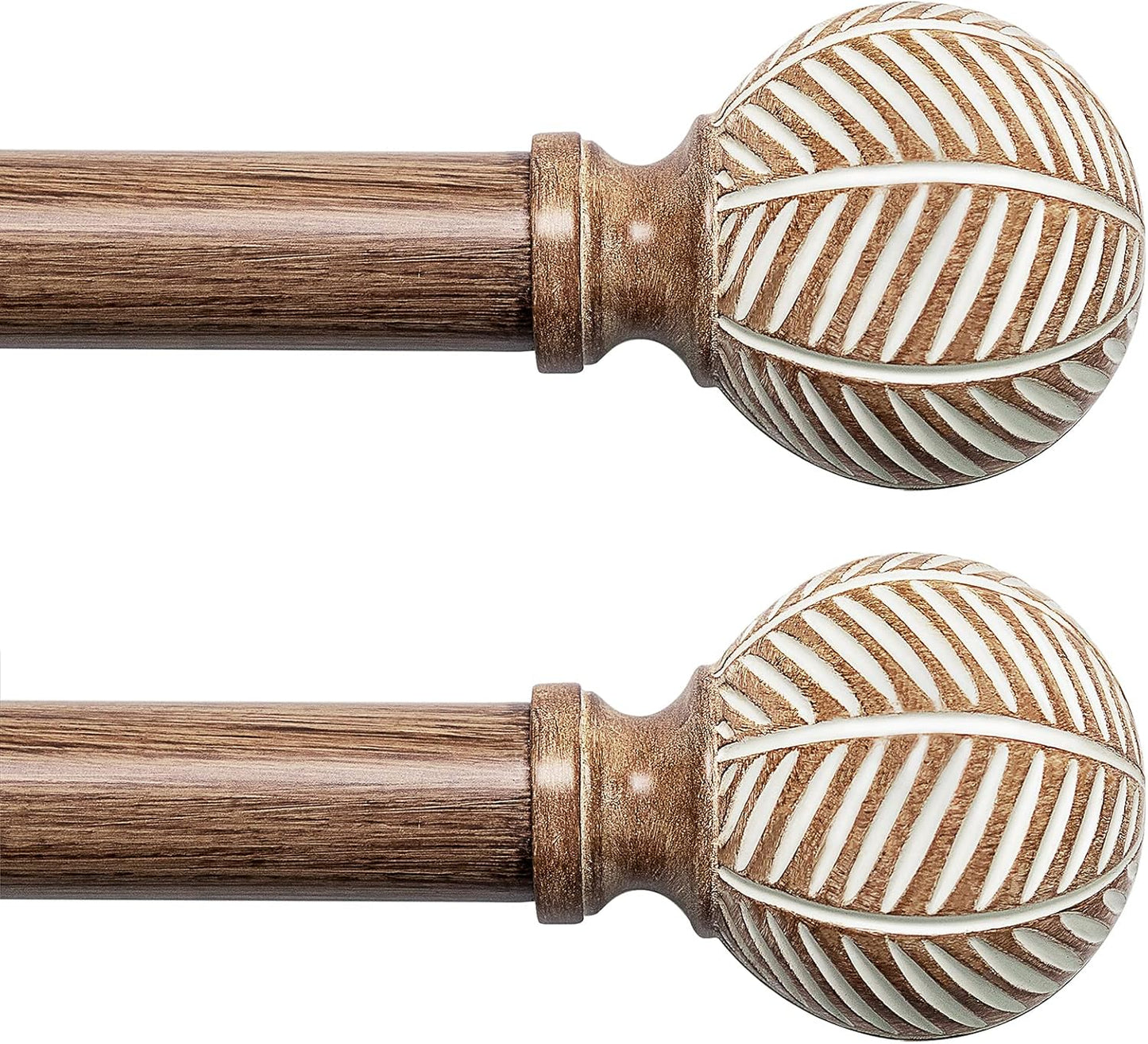Adjustable Wood Curtain Rods for Windows: 72 to 144 Inches